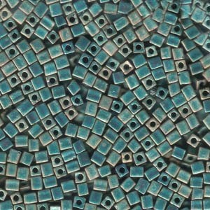 Miyuki Würfel Beads, Cube, Square Beads 3mm 2008 metallic rainbow matt Turquoise - Light Green 20gr