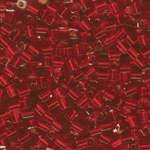 Miyuki Würfel Beads, Cube, Square Beads 4mm 0010 transparent silverlined Christmas Red 20gr