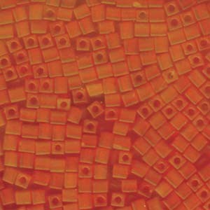 Miyuki Würfel Beads, Cube, Square Beads 4mm 0138F transparent matt Orange 20gr