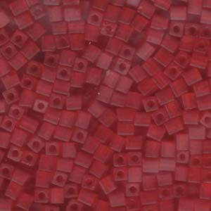 Miyuki Würfel Beads, Cube, Square Beads 4mm 0140F transparent matt Red 20gr