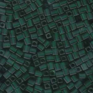 Miyuki Würfel Beads, Cube, Square Beads 4mm 0147F transparent matt Dark Green 20gr