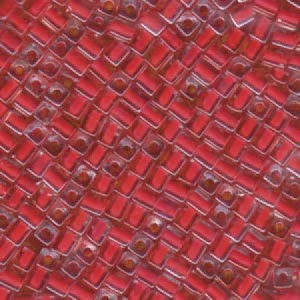 Miyuki Würfel Beads, Cube, Square Beads 4mm 0226 insinde colorlined Red 20gr
