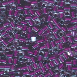 Miyuki Würfel Beads, Cube, Square Beads 4mm 0243 insinde colorlined Purple 20gr