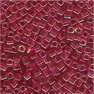 Miyuki Würfel Beads, Cube, Square Beads 4mm 0254 transparent rainbow Berry - Gold 25gr