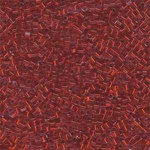 Miyuki Würfel Beads, Cube, Square Beads 1,8mm 0010 transparent silverlined Christmas Red 12gr