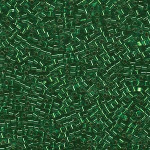Miyuki Würfel Beads, Cube, Square Beads 1,8mm 0016 transparent silverlined Kelly Green 12gr