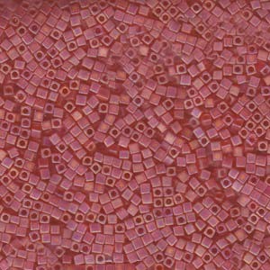 Miyuki Würfel Beads, Cube, Square Beads 1,8mm 0140FR transparent rainbow matt Red Orange 12gr