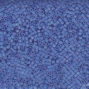 Miyuki Würfel Beads, Cube, Square Beads 1,8mm 0150FR transparent rainbow matt Sapphire Blue 12gr