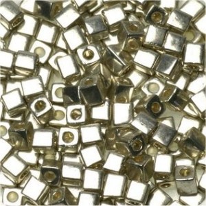 Miyuki Würfel Beads, Cube, Square Beads 4mm 0961 bright plated Sterling 20gr