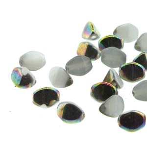 Pinch Beads 5x3mm White Vitrail 50 Stück
