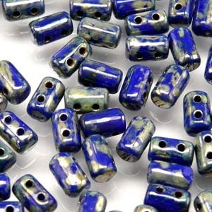 Rulla Beads 3x5mm Opaque Blue Picasso ca 10gr