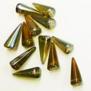 Spikes Glasperlen 17x7mm Black Diamond Celsian matt 6 Stück