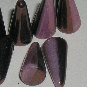 Spikes Glasperlen 17x7mm Black White Purple Lumi 6 Stück