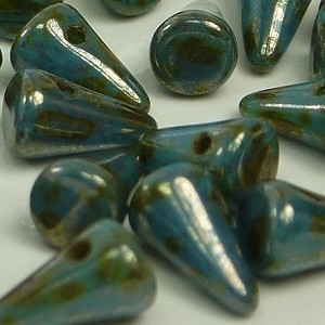 Spikes Glasperlen 8x5mm Turquoise Bronze Lumi 24 Stück