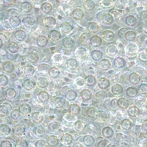 Miyuki Spacer Beads 2,2X1mm transparent rainbow Clear ca 10 gr