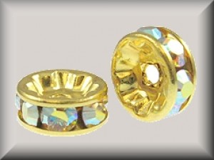 Swarovski Elements Strassrondelle 6mm Steine Crystal AB vergoldet nickelfrei 10 Stück
