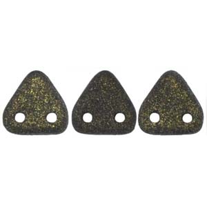 Zwei Loch Dreieckperlen 14 6mm polychrome dark Green ca 10 gr