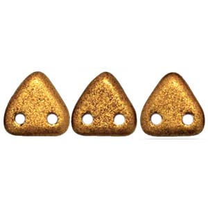 Zwei Loch Dreieckperlen 22 6mm matt metallic Goldenrod ca 10 gr