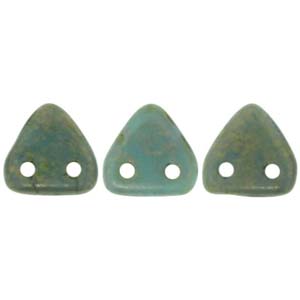 Zwei Loch Dreieckperlen 43 6mm Copper Picasso Turquoise ca 10 gr