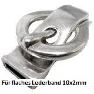 Magnetverschluss Gürtelschnalle 42x25mm für 10x2mm Lederband Silber
